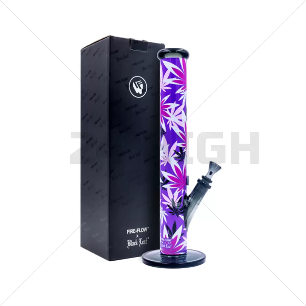 Fire-Flow x Black Leaf - Bong de Vidrio Pink Leaves - 40 cm