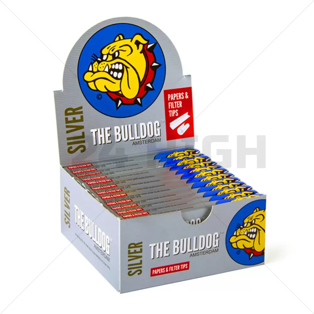 The Bulldog Original Silver King Size Slim Rolling Papers + Tips (24pcs/display)