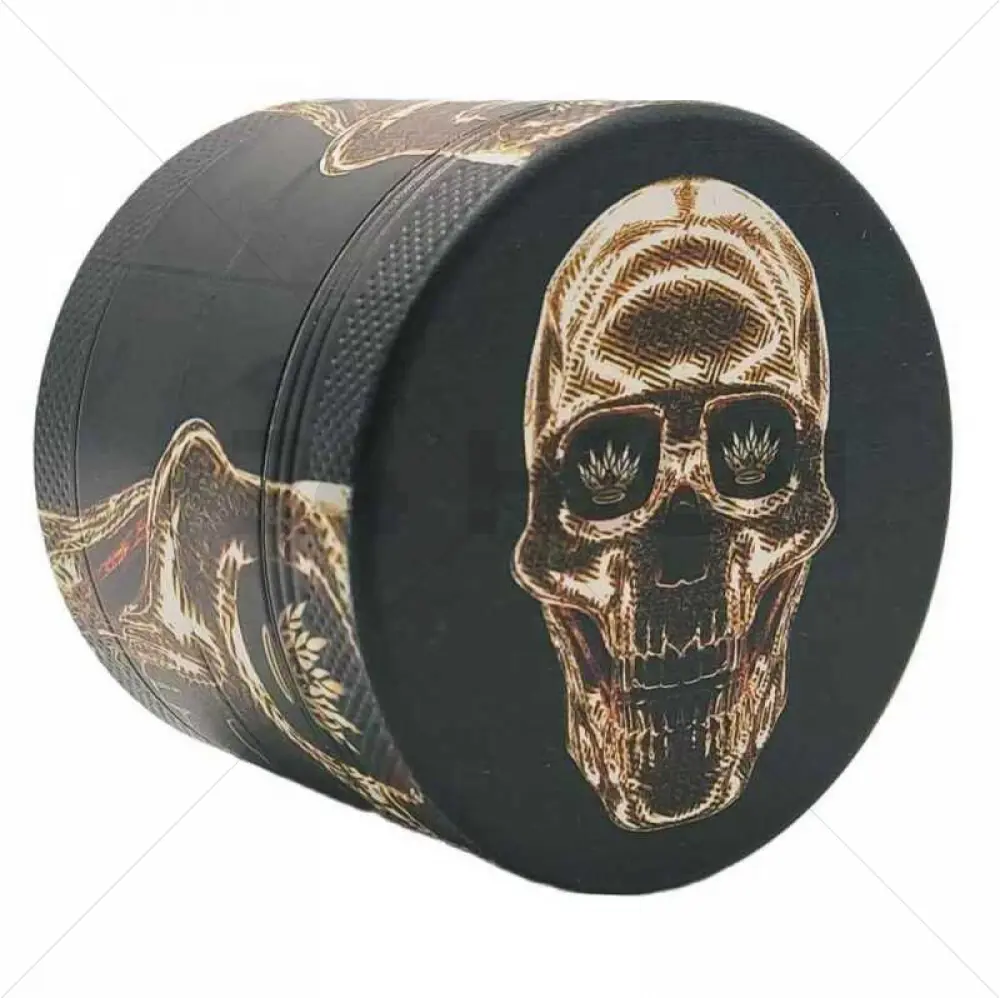 Grinder 4 Piezas XL | Aluminio | 55mm | Luxury Art Series | Diseño 4 | Golden Skull 1