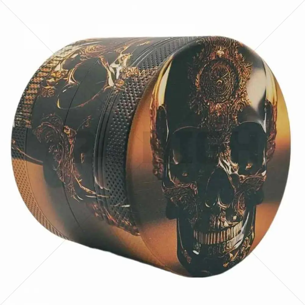 Grinder 4 Piezas XL | Aluminio | 55mm | Luxury Art Series | Diseño 5 | Golden Skull 2